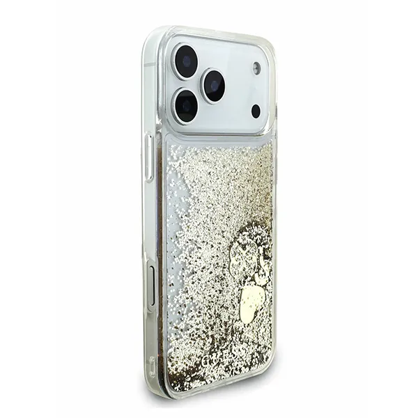 Guess для iPhone 17 Pro чехол Liquid Glitter Charms Hard Gold